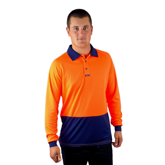 Elite Polo LS Orange Navy C502