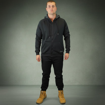 Coopers Waterproof Work Jacket Full Zip - Blizzard Hood C701 (Black) – side detail