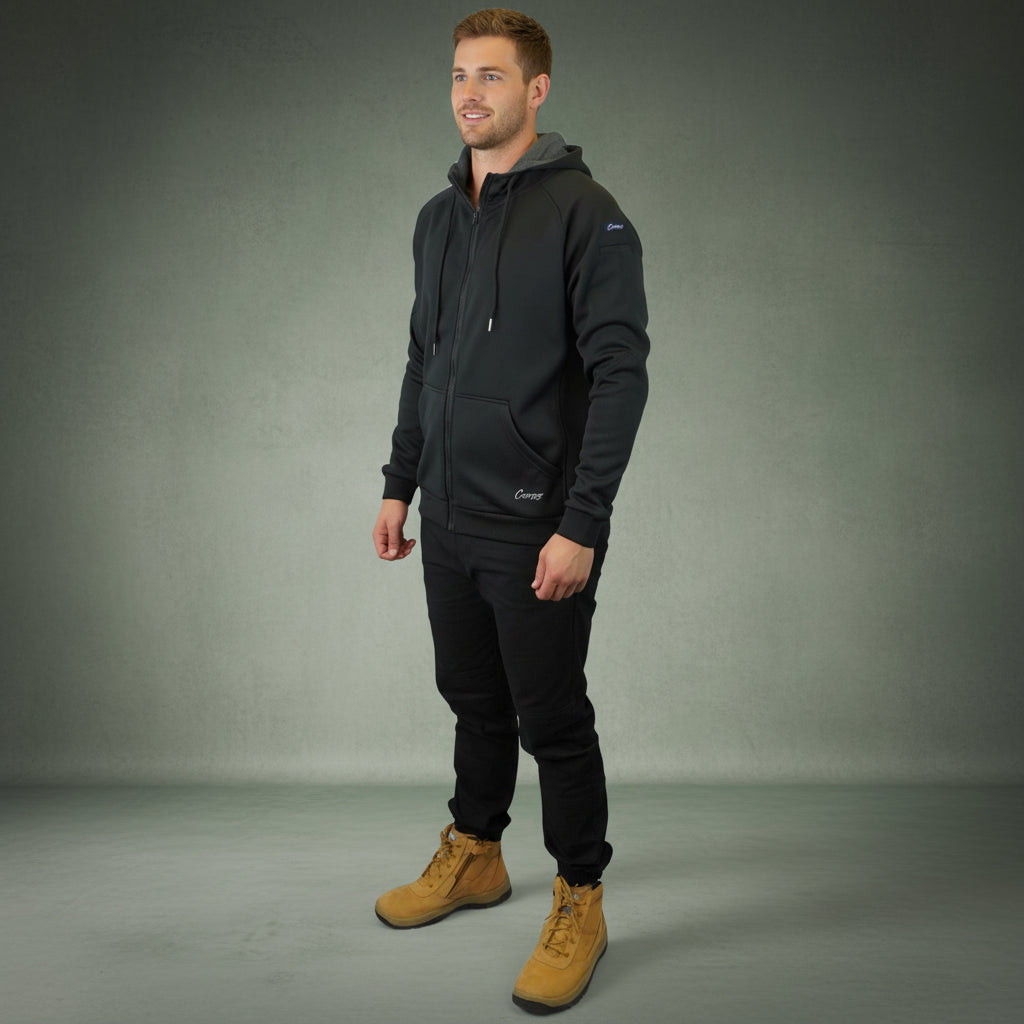 Coopers Waterproof Work Jacket Full Zip - Blizzard Hood C701 (Black) – worn on-site