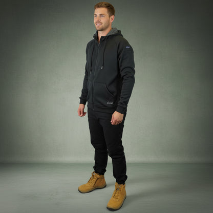 Coopers Waterproof Work Jacket Full Zip - Blizzard Hood C701 (Black) – worn on-site