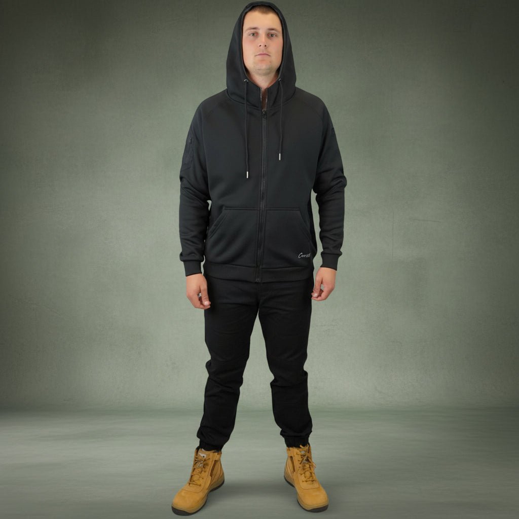 Coopers Waterproof Work Jacket Full Zip - Blizzard Hood C701 (Black) – full product shot