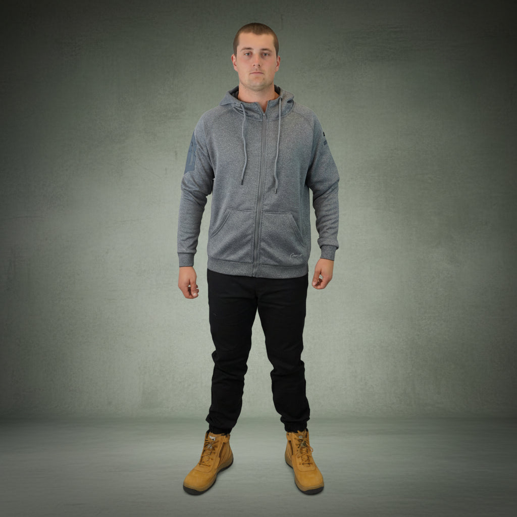 Coopers Waterproof Work Jacket Full Zip - Blizzard Hood C701 (Dark Grey) – fabric and stitching