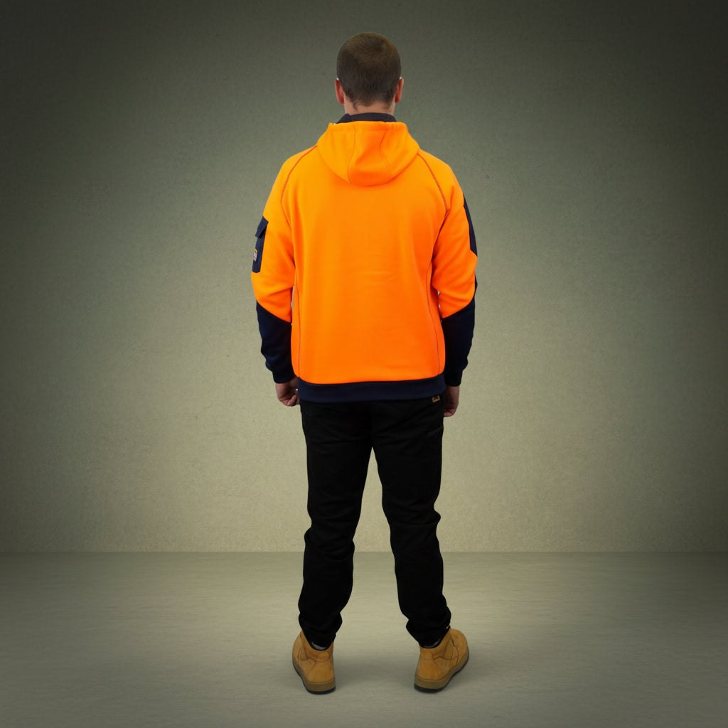 Coopers Hi-Vis Waterproof Work Jacket Full Zip - Blizzard Hood C701 (Orange Navy) – pocket detail