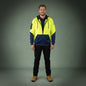 Coopers Hi-Vis Waterproof Work Jacket Full Zip - Blizzard Hood C701 (Yellow Navy) – back view
