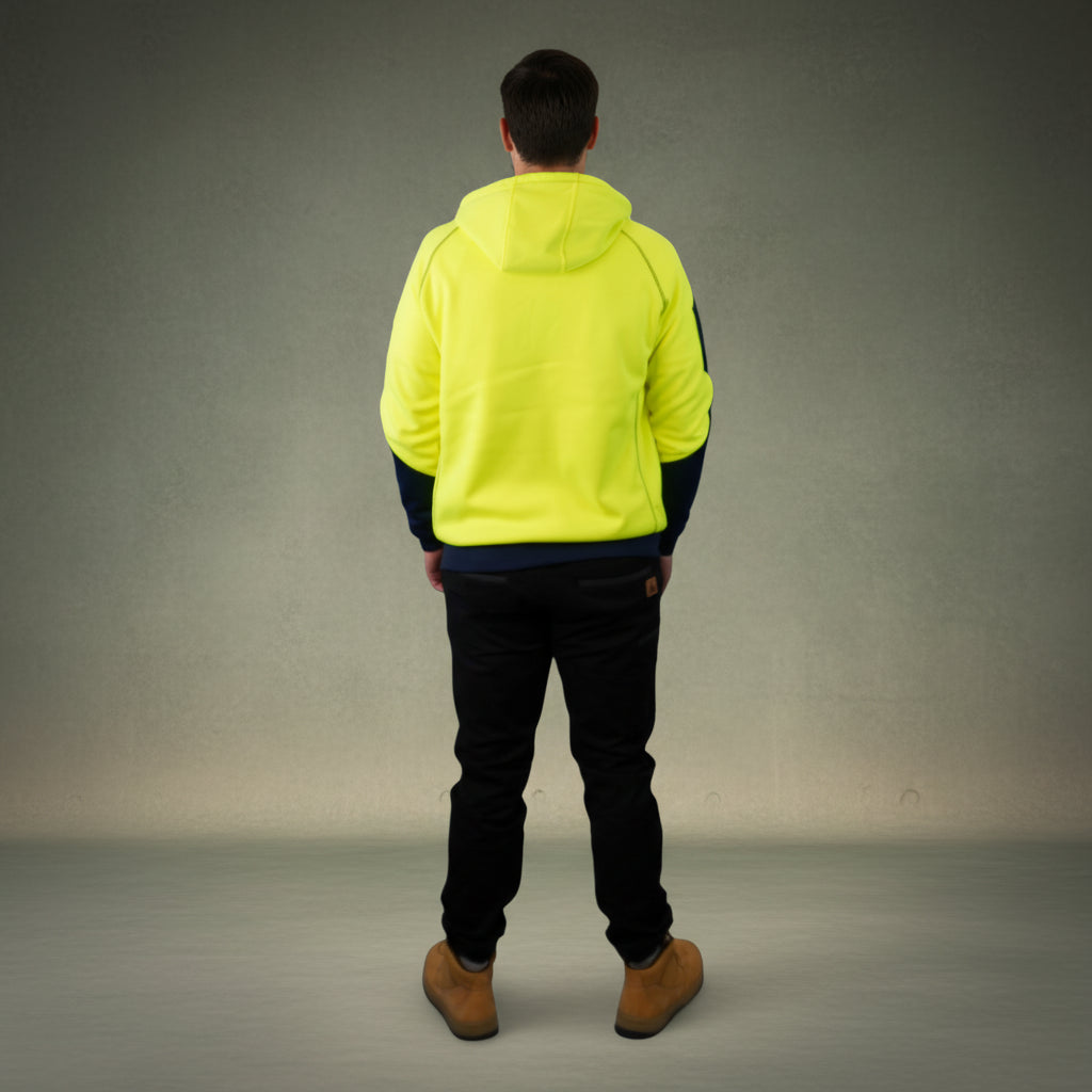 Coopers Hi-Vis Waterproof Work Jacket Full Zip - Blizzard Hood C701 (Yellow Navy) – close-up detail