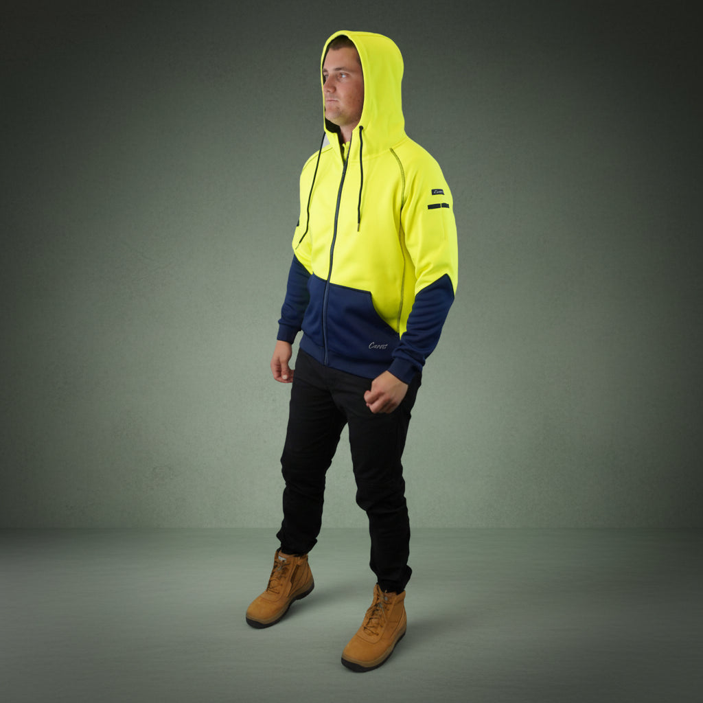 Coopers Hi-Vis Waterproof Work Jacket Full Zip - Blizzard Hood C701 (Yellow Navy) – image 12