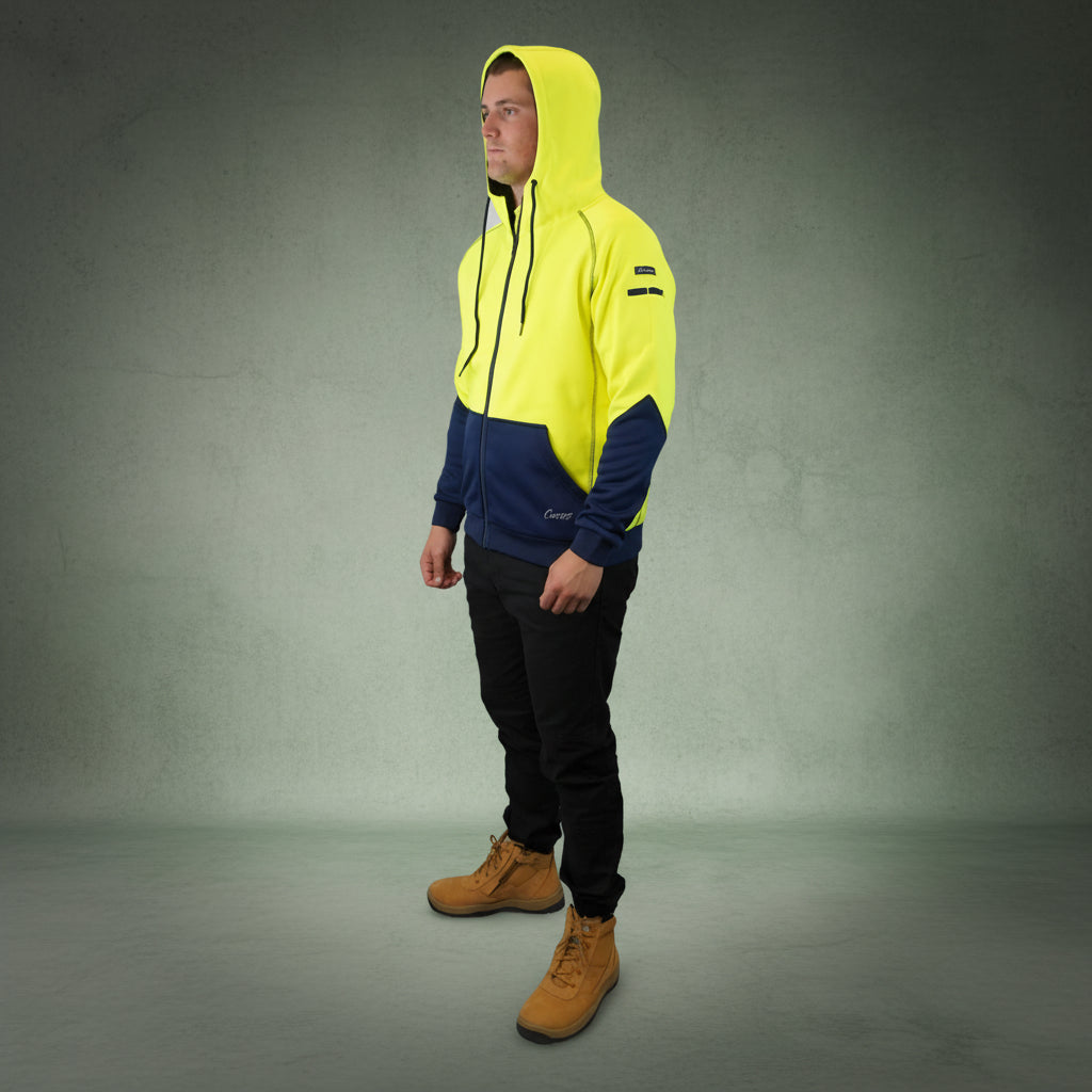 Coopers Hi-Vis Waterproof Work Jacket Full Zip - Blizzard Hood C701 (Yellow Navy) – image 13