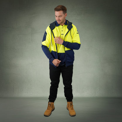 Coopers Hi-Vis Waterproof Work Jacket Full Zip - Blizzard Hood C701 (Yellow Navy) – image 14