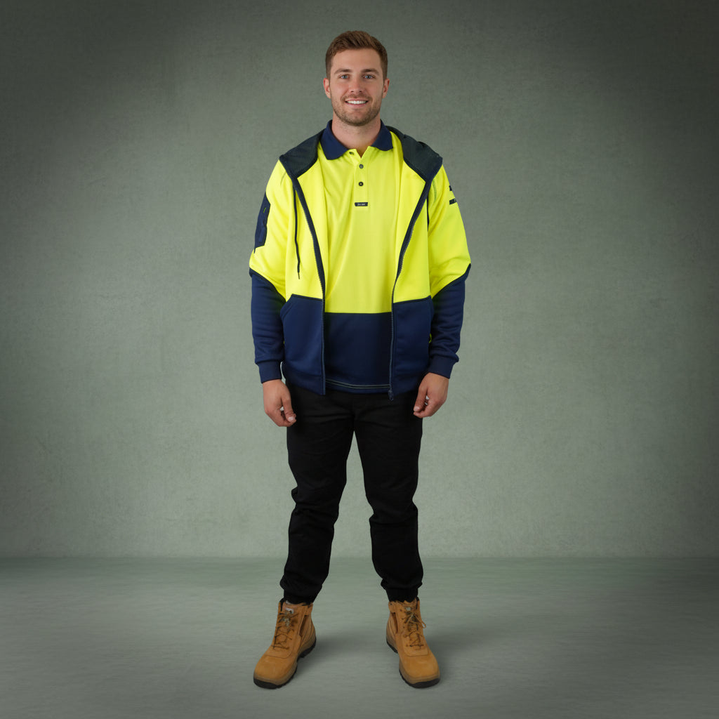 Coopers Hi-Vis Waterproof Work Jacket Full Zip - Blizzard Hood C701 (Yellow Navy) – image 15