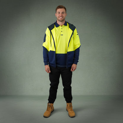 Coopers Hi-Vis Waterproof Work Jacket Full Zip - Blizzard Hood C701 (Yellow Navy) – image 15