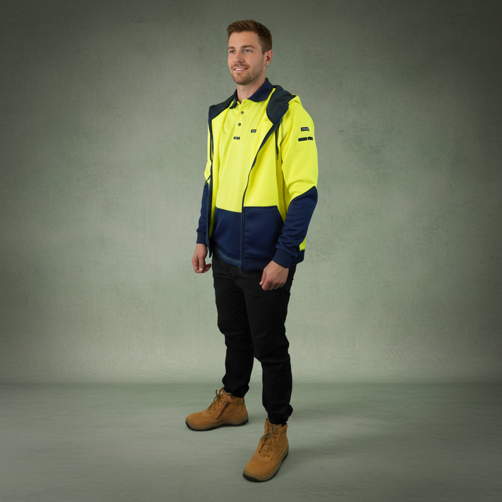 Coopers Hi-Vis Waterproof Work Jacket Full Zip - Blizzard Hood C701 (Yellow Navy) – image 16