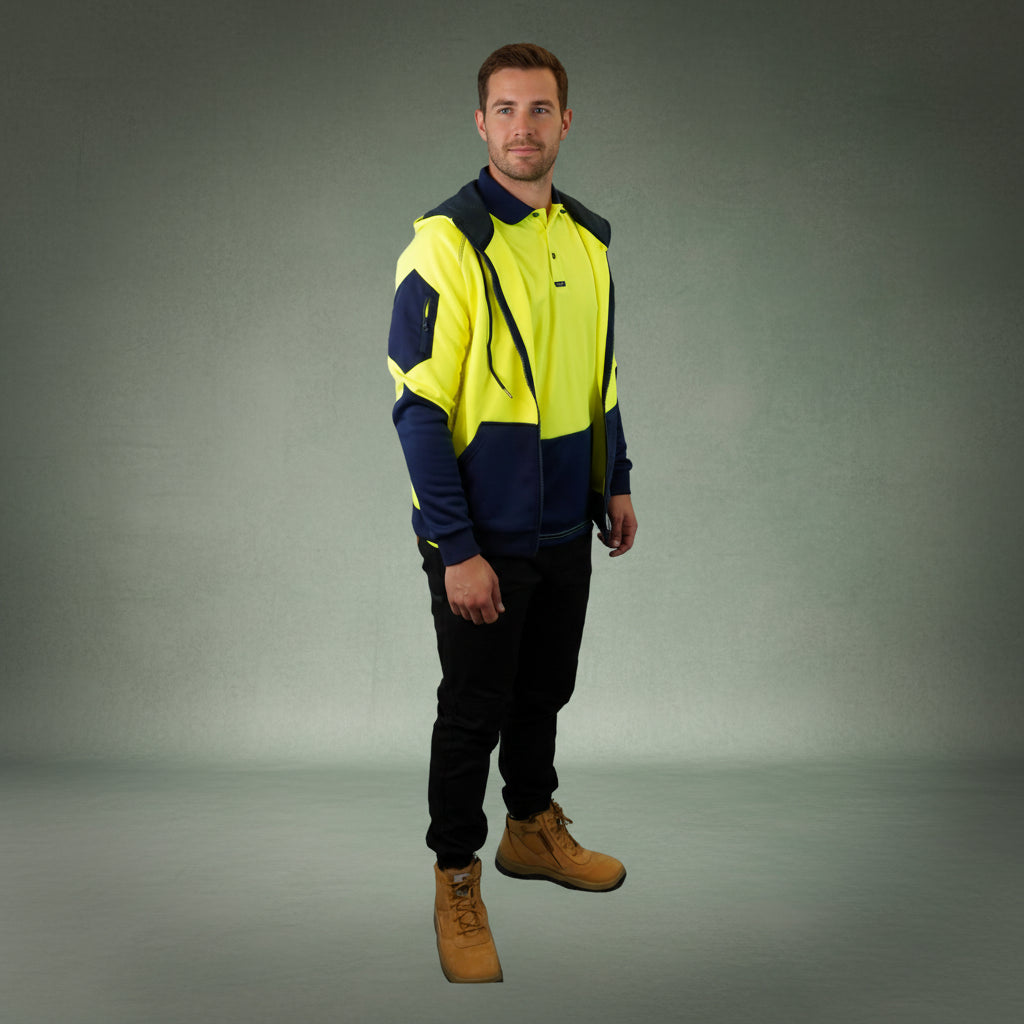 Coopers Hi-Vis Waterproof Work Jacket Full Zip - Blizzard Hood C701 (Yellow Navy) – image 18