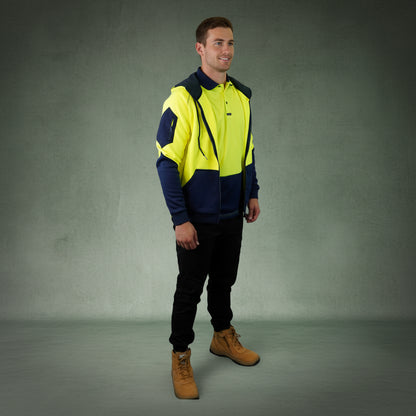 Coopers Hi-Vis Waterproof Work Jacket Full Zip - Blizzard Hood C701 (Yellow Navy) – image 19