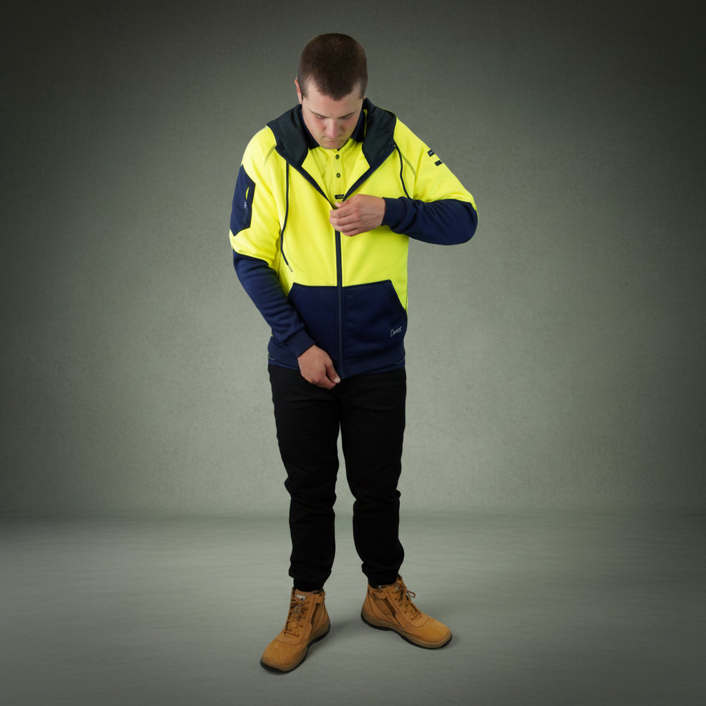 Coopers Hi-Vis Waterproof Work Jacket Full Zip - Blizzard Hood C701 (Yellow Navy) – image 20