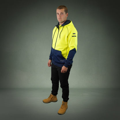 Coopers Hi-Vis Waterproof Work Jacket Full Zip - Blizzard Hood C701 (Yellow Navy) – image 22