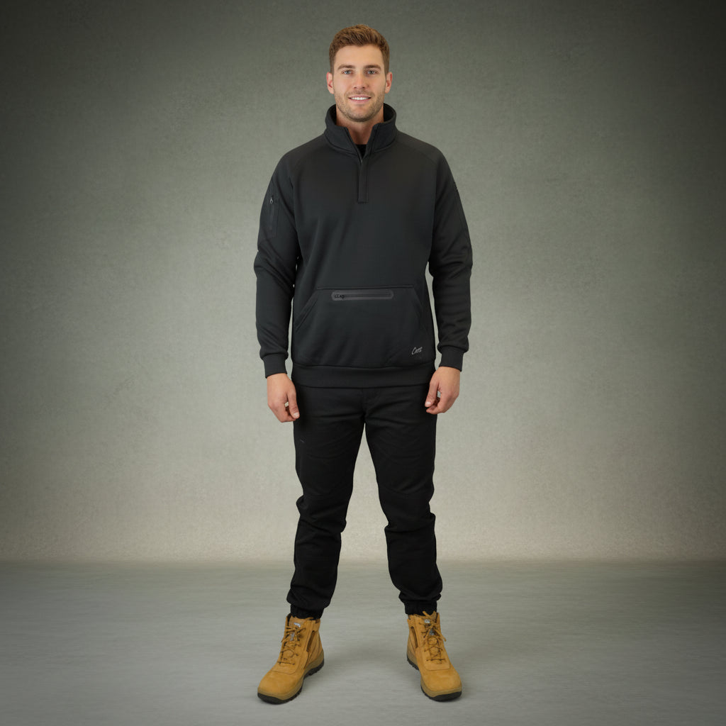 Coopers Waterproof Work Jacket 1/4 Zip - Blizzard Hood C801 (Black) – back view