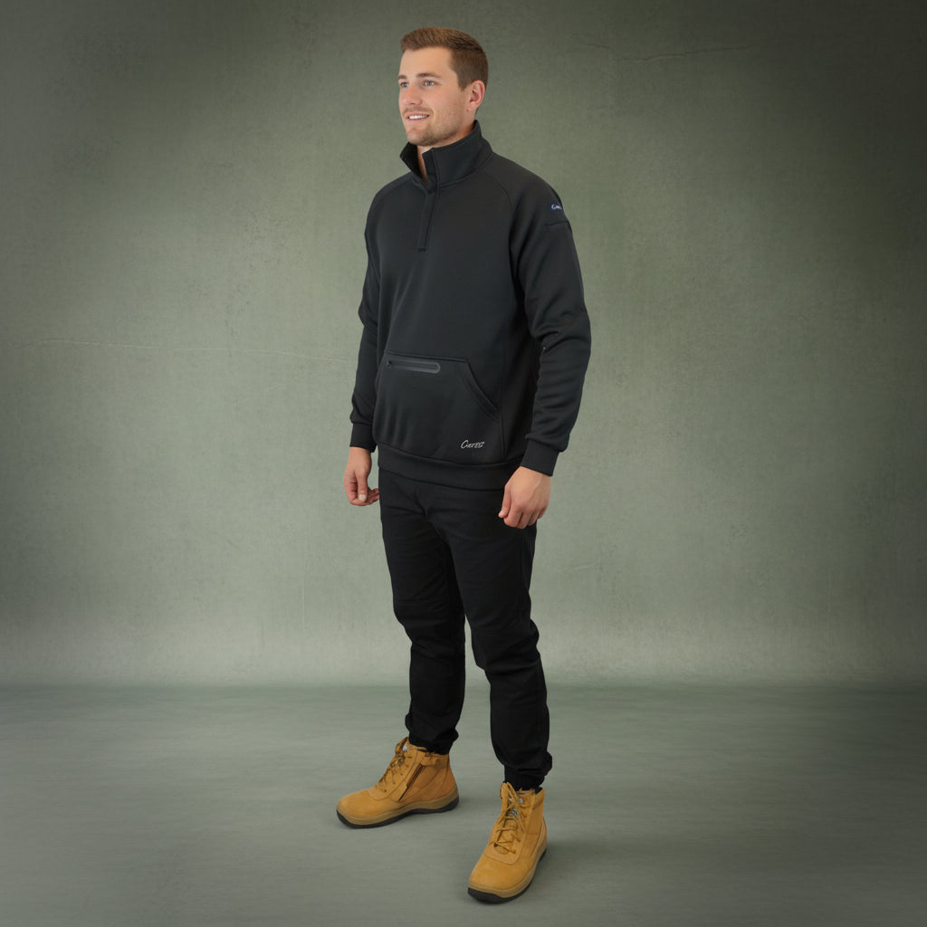 Coopers Waterproof Work Jacket 1/4 Zip - Blizzard Hood C801 (Black) – side detail