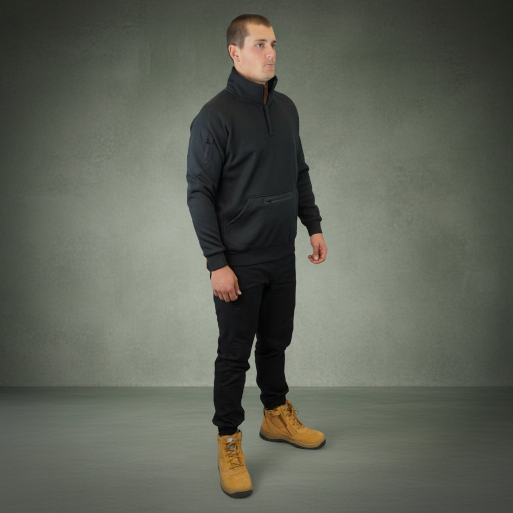 Coopers Waterproof Work Jacket 1/4 Zip - Blizzard Hood C801 (Black) – fabric and stitching