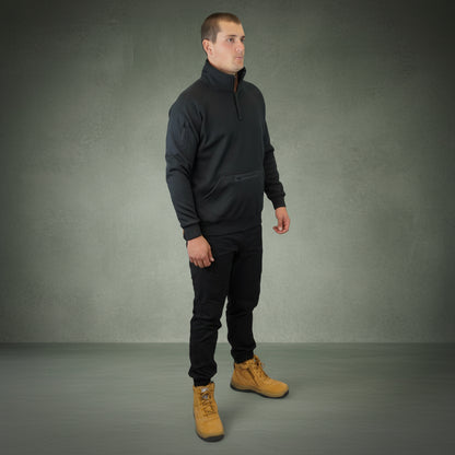 Coopers Waterproof Work Jacket 1/4 Zip - Blizzard Hood C801 (Black) – fabric and stitching