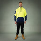 Coopers Hi-Vis Waterproof Work Jacket 1/4 Zip - Blizzard Hood C801 (Yellow Navy) – back view