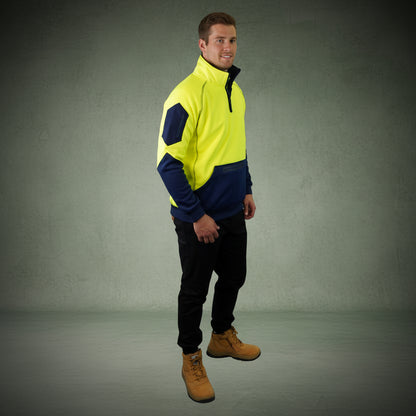 Coopers Hi-Vis Waterproof Work Jacket 1/4 Zip - Blizzard Hood C801 (Yellow Navy) – pocket detail