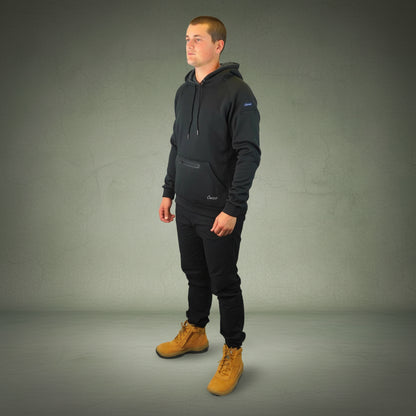Coopers Waterproof Work Jacket Pullover - Blizzard Hood C901 (Black) – back view