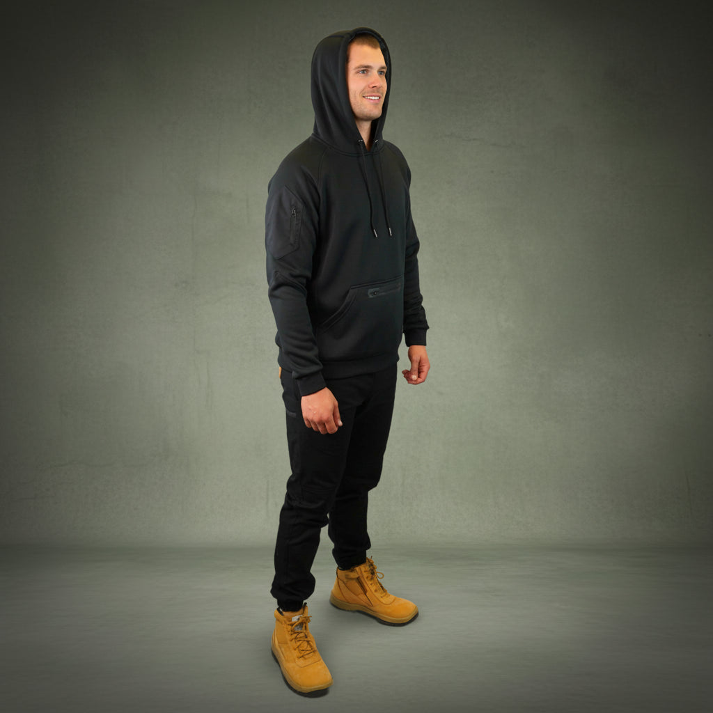 Coopers Waterproof Work Jacket Pullover - Blizzard Hood C901 (Black) – fabric and stitching