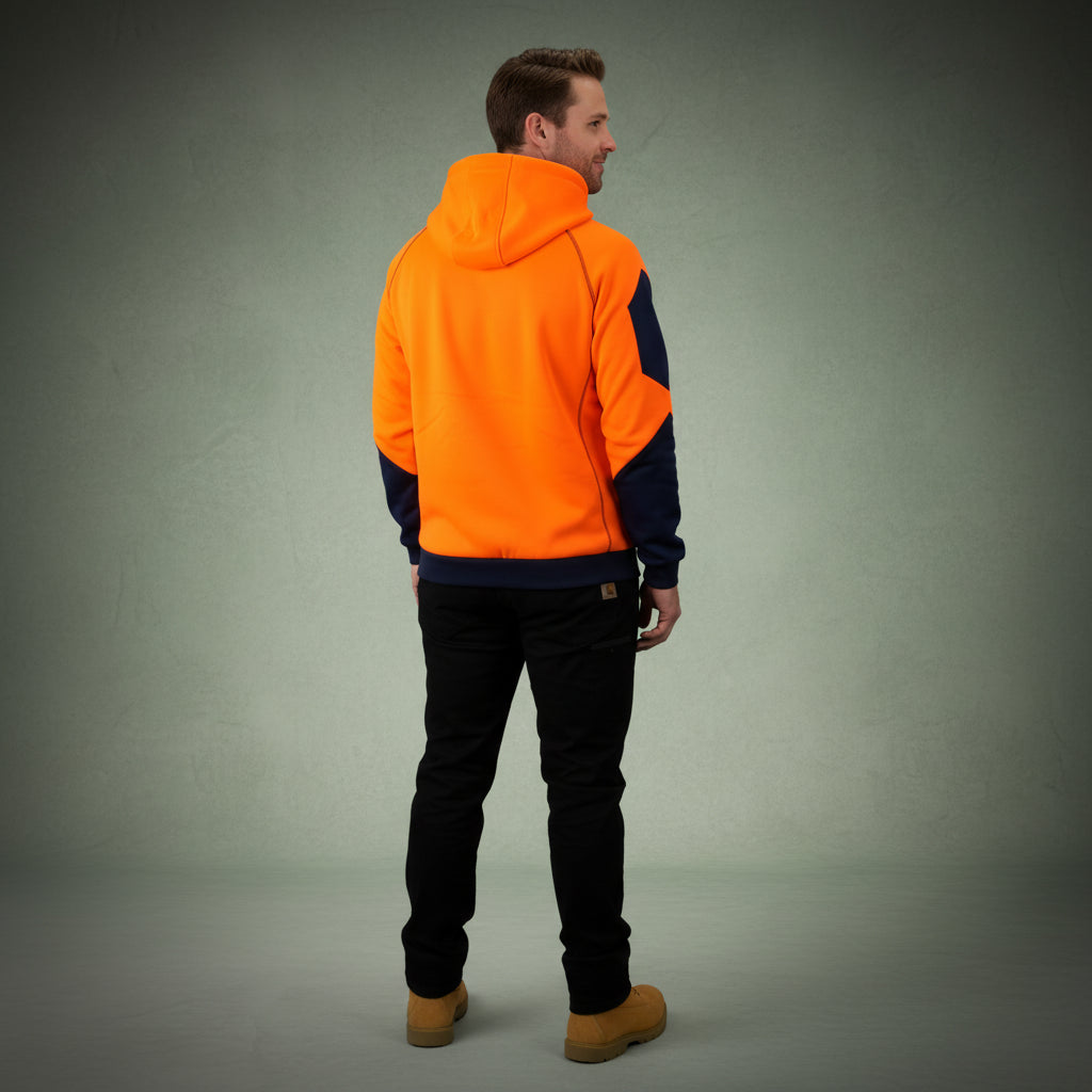 Coopers Hi-Vis Waterproof Work Jacket Pullover - Blizzard Hood C901 (Orange Navy) – image 10
