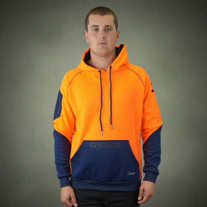 Coopers Hi-Vis Waterproof Work Jacket Pullover - Blizzard Hood C901 (Orange Navy) – image 15