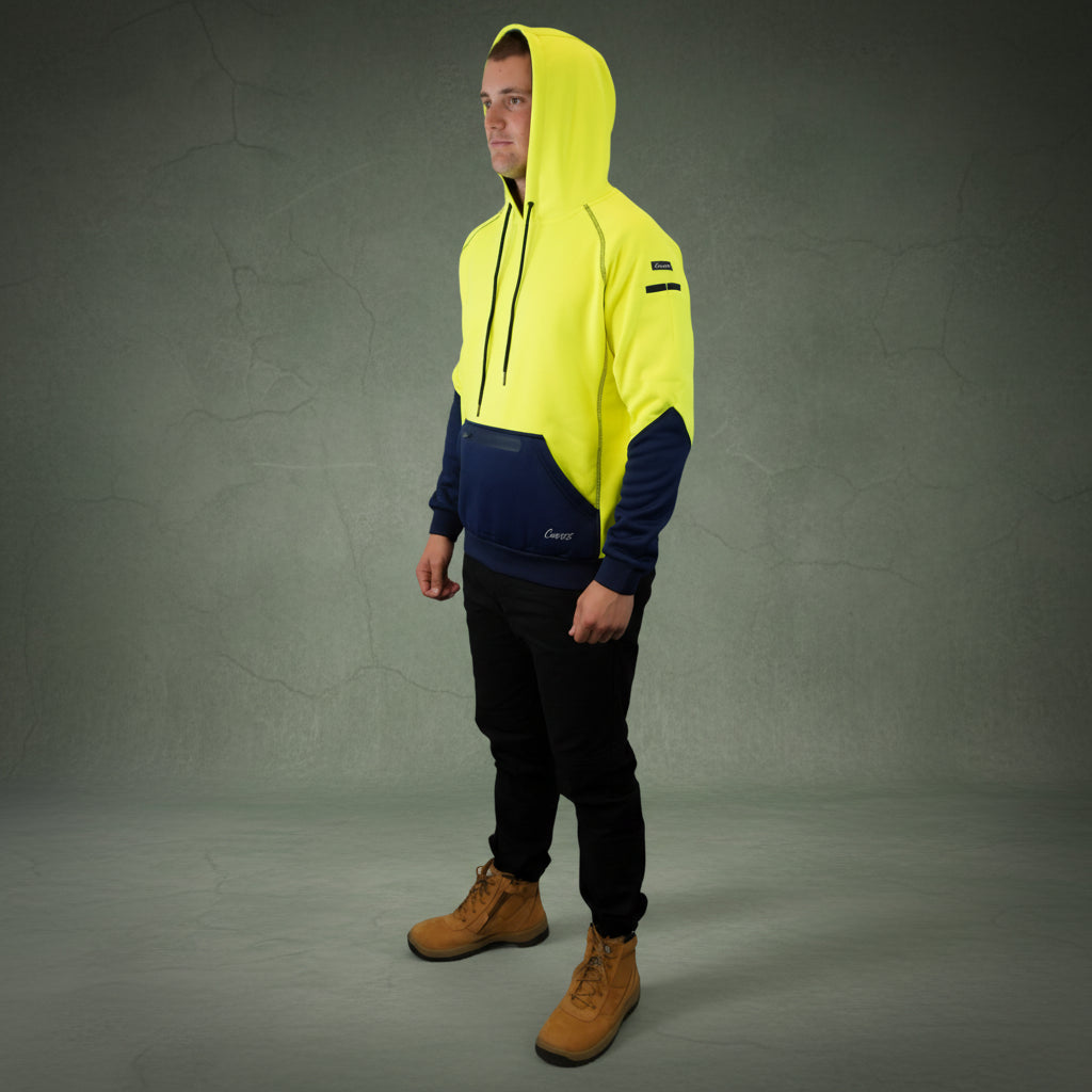Coopers Hi-Vis Waterproof Work Jacket Pullover - Blizzard Hood C901 (Yellow Navy) – image 9