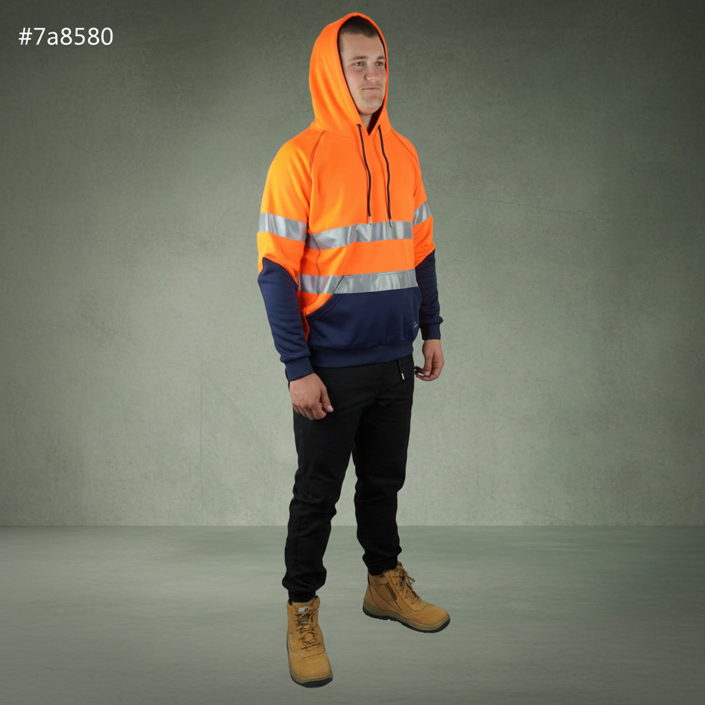 Coopers Hi-Vis Waterproof Work Jacket with 3M Tape - Blizzard Hood Pullover C601 (Orange/Navy) – pocket detail