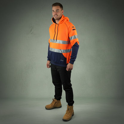 Coopers Hi-Vis Waterproof Work Jacket with 3M Tape - Blizzard Hood Pullover C601 (Orange/Navy) – image 11