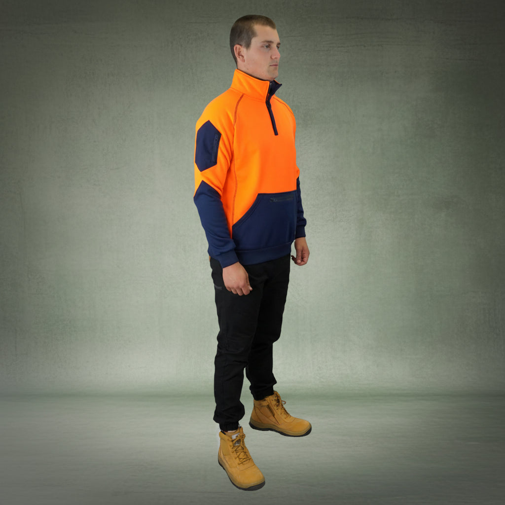 Coopers Hi-Vis Waterproof Work Jacket 1/4 Zip - Blizzard Hood C801 (Orange Navy) – close-up detail