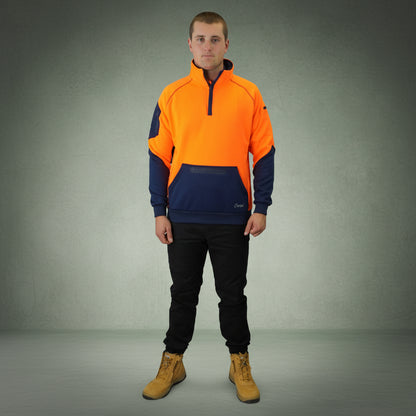 Coopers Hi-Vis Waterproof Work Jacket 1/4 Zip - Blizzard Hood C801 (Orange Navy) – side detail
