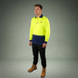 Coopers Hi-Vis Long Sleeve Work Polo - Coopers Elite C502 (Yellow/Navy) – front view