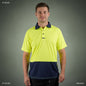 Coopers Hi-Vis Short Sleeve Work Polo - Coopers Elite C501 (Yellow/Navy) – front view