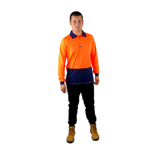 Elite Polo LS Orange Navy C502