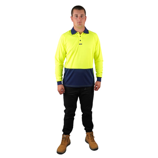 Elite Polo LS Yellow Navy C502